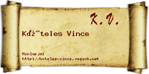 Köteles Vince névjegykártya